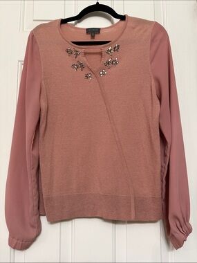 The Limited Dusty Rose Beaded Long-Sleeve Top